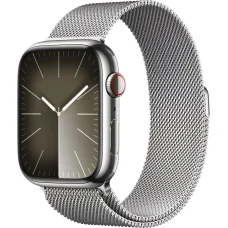 Apple Watch Series 9 GPS + LTE 41mm Silver Stainless Steel Case with Silver Milanese Loop